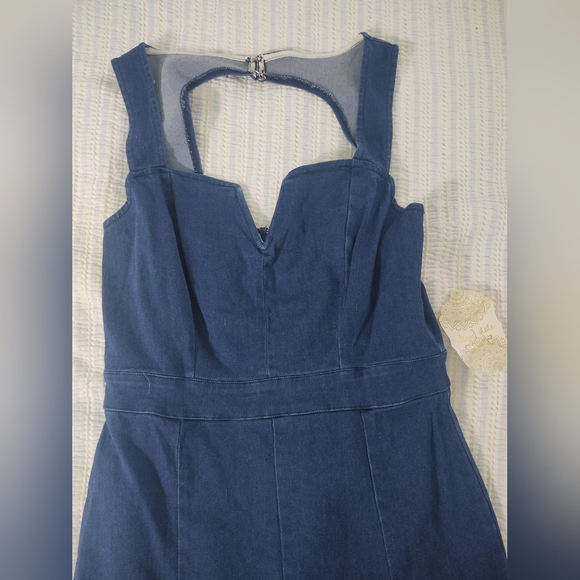 Elephant Leg Denim Jumpsuit - Picture 6 of 7